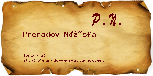 Preradov Násfa névjegykártya